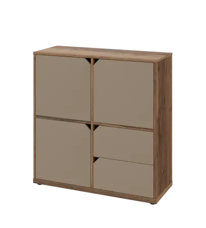 KU3-10DZ2 L skříňka 3-dvéřová, zásuvky, 1054x1022x400 mm, provedení levé, dub halifax cínový/latte