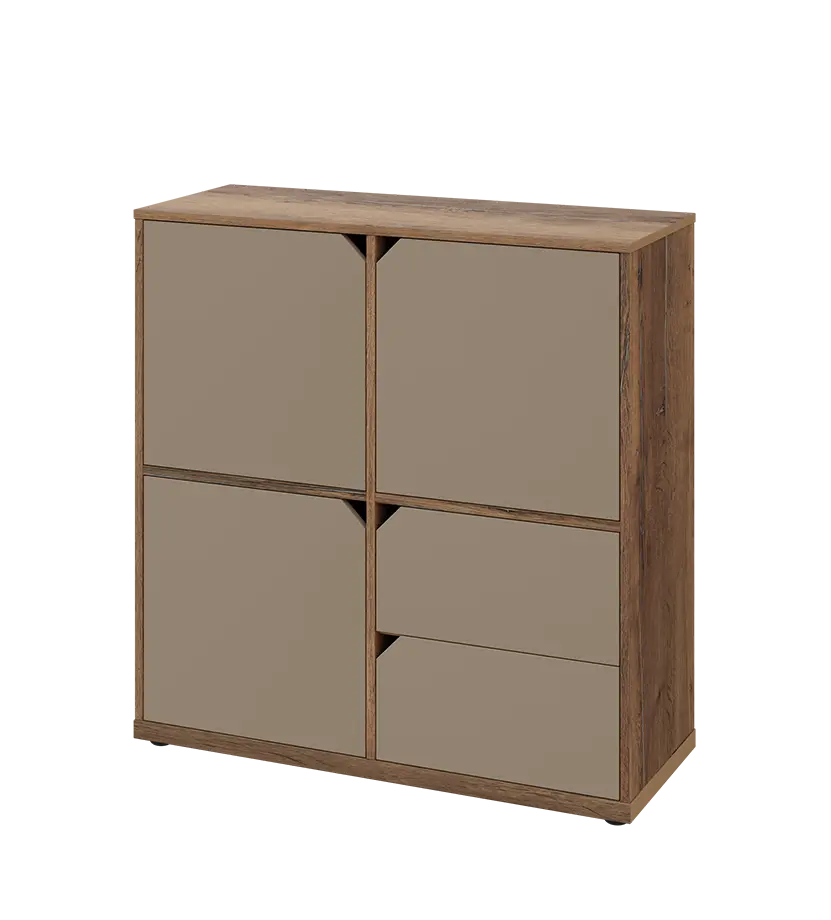 KU3-10DZ2 L skříňka 3-dvéřová, zásuvky, 1054x1022x400 mm, provedení levé, dub halifax cínový/latte