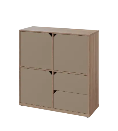 KU3-10DZ2 L skříňka 3-dvéřová, zásuvky, 1054x1022x400 mm, provedení levé, dub bardolino/latte