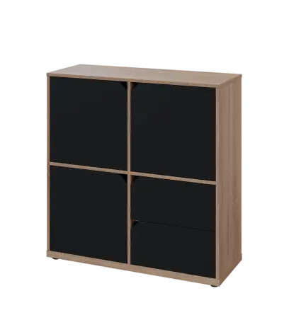 KU3-10DZ2 L skříňka 3-dvéřová, zásuvky, 1054x1022x400 mm, provedení levé, dub bardolino/černá