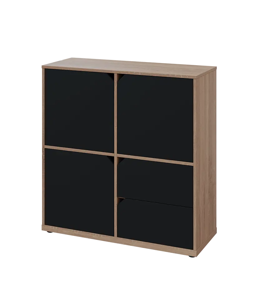 KU3-10DZ2 L skříňka 3-dvéřová, zásuvky, 1054x1022x400 mm, provedení levé, dub bardolino/černá