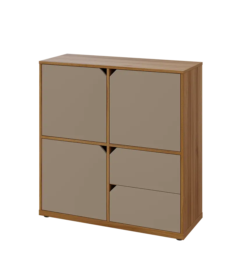 KU3-10DZ2 L skříňka 3-dvéřová, zásuvky, 1054x1022x400 mm, provedení levé, ořech světlý/latte