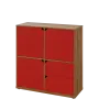 KU3-10DZ2 L skříňka 3-dvéřová, zásuvky, 1054x1022x400 mm, provedení levé, ořech světlý/červená