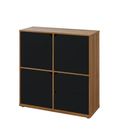 KU3-10DZ2 L skříňka 3-dvéřová, zásuvky, 1054x1022x400 mm, provedení levé, ořech světlý/černá