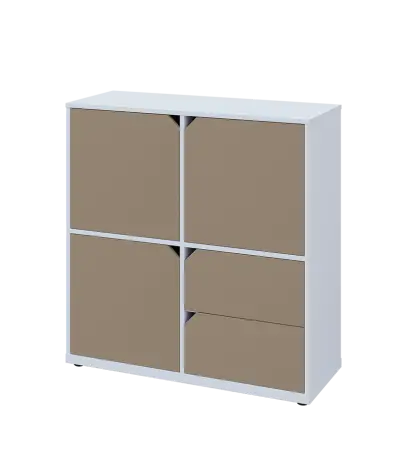 KU3-10DZ2 L skříňka 3-dvéřová, zásuvky, 1054x1022x400 mm, provedení levé, bílá sněžná/latte