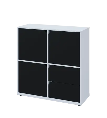 KU3-10DZ2 L skříňka 3-dvéřová, zásuvky, 1054x1022x400 mm, provedení levé, bílá sněžná/černá