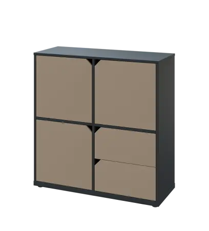 KU3-10DZ2 L skříňka 3-dvéřová, zásuvky, 1054x1022x400 mm, provedení levé, antracit/latte