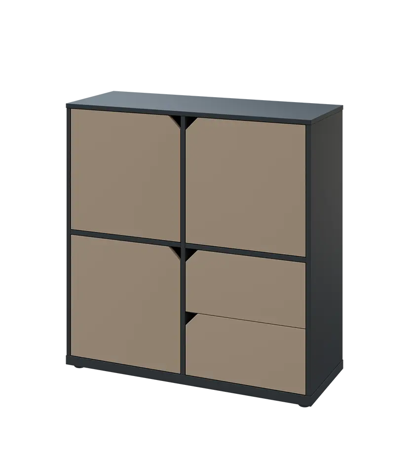 KU3-10DZ2 L skříňka 3-dvéřová, zásuvky, 1054x1022x400 mm, provedení levé, antracit/latte