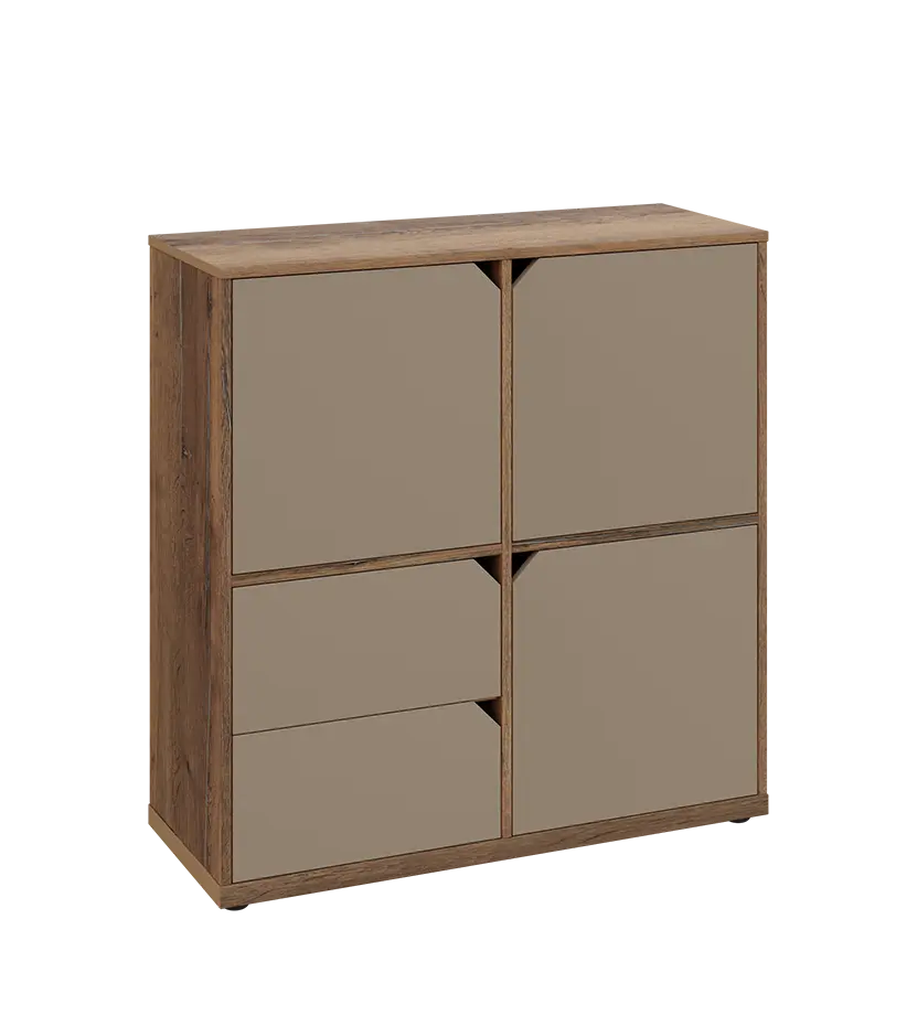 KU3-10DZ2 P skříňka 3-dvéřová, zásuvky, 1054x1022x400 mm, provedení pravé, dub halifax cínový/latte