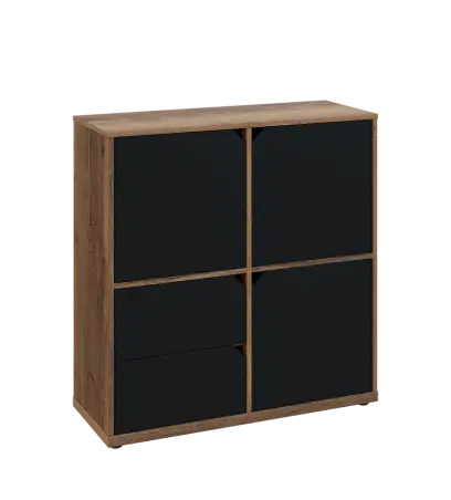 KU3-10DZ2 P skříňka 3-dvéřová, zásuvky, 1054x1022x400 mm, provedení pravé, dub halifax cínový/černá