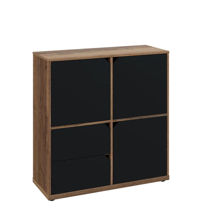 KU3-10DZ2 P skříňka 3-dvéřová, zásuvky, 1054x1022x400 mm, provedení pravé, dub halifax cínový/černá