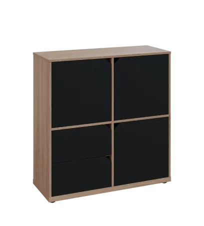 KU3-10DZ2 P skříňka 3-dvéřová, zásuvky, 1054x1022x400 mm, provedení pravé, dub bardolino/černá