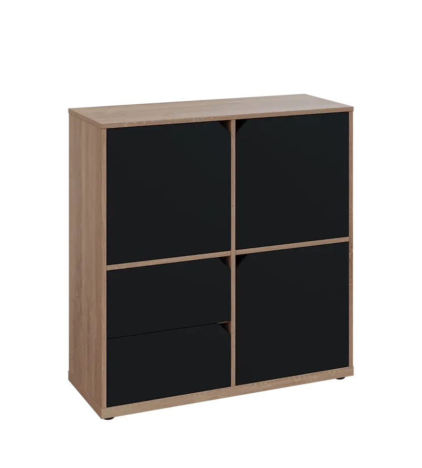 KU3-10DZ2 P skříňka 3-dvéřová, zásuvky, 1054x1022x400 mm, provedení pravé, dub bardolino/černá