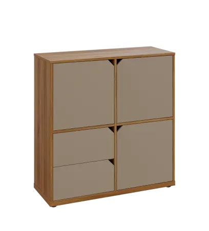 KU3-10DZ2 P skříňka 3-dvéřová, zásuvky, 1054x1022x400 mm, provedení pravé, ořech světlý/latte