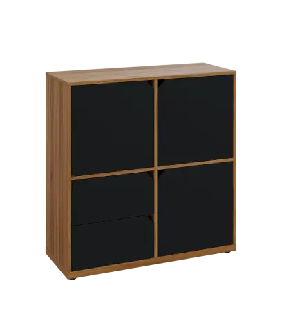 KU3-10DZ2 P skříňka 3-dvéřová, zásuvky, 1054x1022x400 mm, provedení pravé, ořech světlý/černá