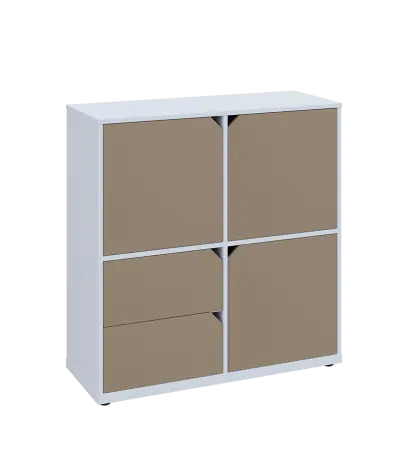 KU3-10DZ2 P skříňka 3-dvéřová, zásuvky, 1054x1022x400 mm, provedení pravé, bílá sněžná/latte