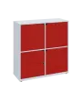 KU3-10DZ2 P skříňka 3-dvéřová, zásuvky, 1054x1022x400 mm, provedení pravé, bílá sněžná/červená