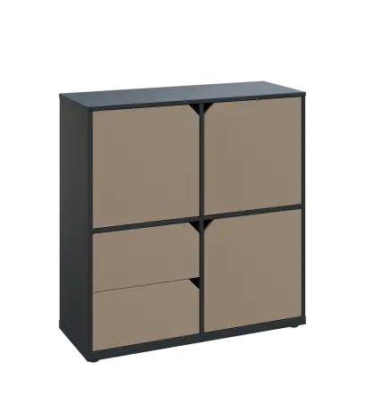 KU3-10DZ2 P skříňka 3-dvéřová, zásuvky, 1054x1022x400 mm, provedení pravé, antracit/latte