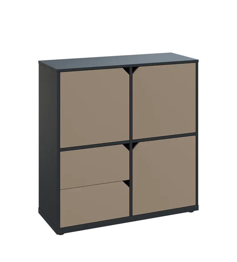 KU3-10DZ2 P skříňka 3-dvéřová, zásuvky, 1054x1022x400 mm, provedení pravé, antracit/latte