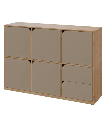 KU3-15DZ2 L skříňka 5-dvéřová, zásuvky, 1054x1522x400 mm, provedení levé, dub lite/latte