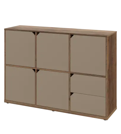 KU3-15DZ2 L skříňka 5-dvéřová, zásuvky, 1054x1522x400 mm, provedení levé, dub halifax cínový/latte