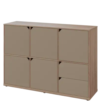 KU3-15DZ2 L skříňka 5-dvéřová, zásuvky, 1054x1522x400 mm, provedení levé, dub bardolino/latte