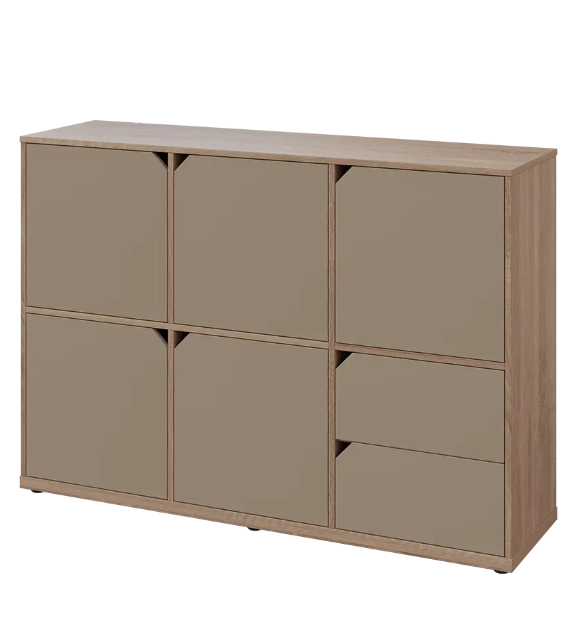 KU3-15DZ2 L skříňka 5-dvéřová, zásuvky, 1054x1522x400 mm, provedení levé, dub bardolino/latte