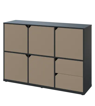 KU3-15DZ2 L skříňka 5-dvéřová, zásuvky, 1054x1522x400 mm, provedení levé, antracit/latte