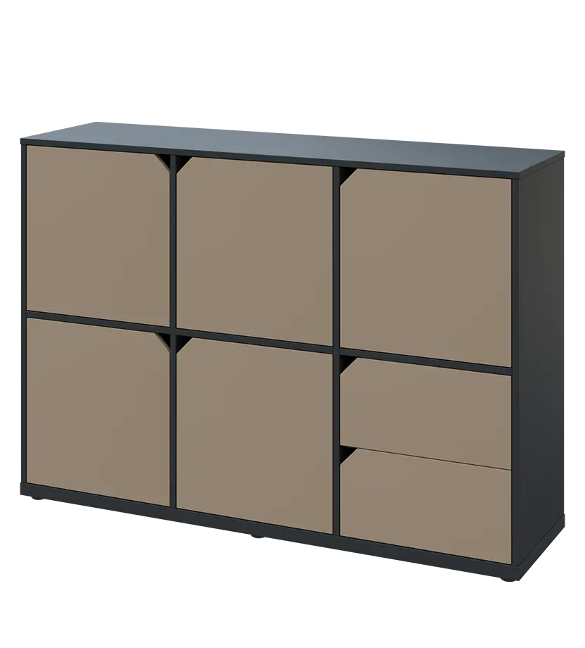 KU3-15DZ2 L skříňka 5-dvéřová, zásuvky, 1054x1522x400 mm, provedení levé, antracit/latte