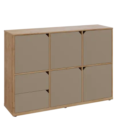 KU3-15DZ2 P skříňka 5-dvéřová, zásuvky, 1054x1522x400 mm, provedení pravé, dub lite/latte