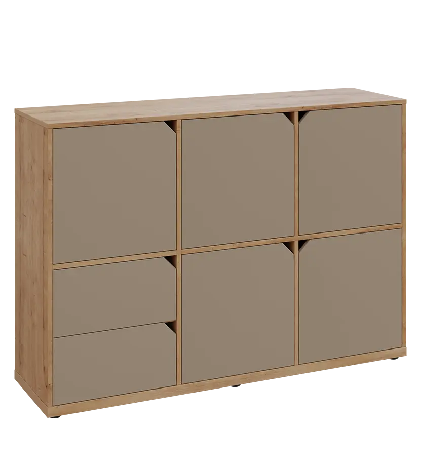 KU3-15DZ2 P skříňka 5-dvéřová, zásuvky, 1054x1522x400 mm, provedení pravé, dub lite/latte