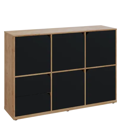 KU3-15DZ2 P skříňka 5-dvéřová, zásuvky, 1054x1522x400 mm, provedení pravé, dub lite/černá