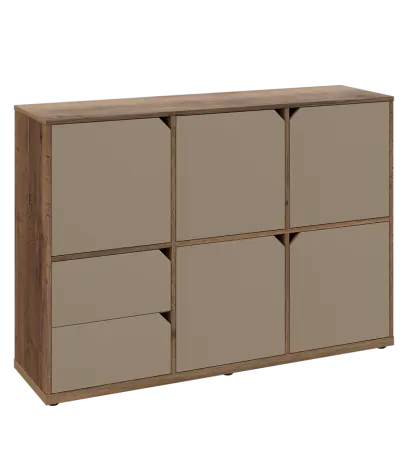 KU3-15DZ2 P skříňka 5-dvéřová, zásuvky, 1054x1522x400 mm, provedení pravé, dub halifax cínový/latte