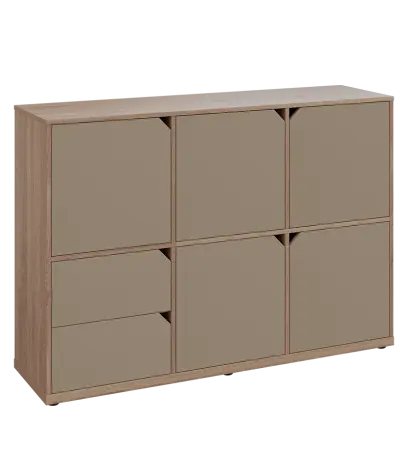 KU3-15DZ2 P skříňka 5-dvéřová, zásuvky, 1054x1522x400 mm, provedení pravé, dub bardolino/latte