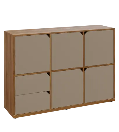 KU3-15DZ2 P skříňka 5-dvéřová, zásuvky, 1054x1522x400 mm, provedení pravé, ořech světlý/latte