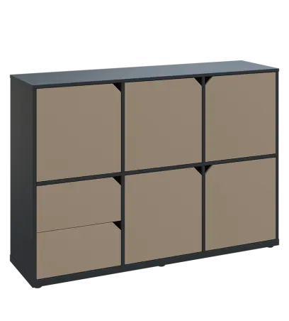 KU3-15DZ2 P skříňka 5-dvéřová, zásuvky, 1054x1522x400 mm, provedení pravé, antracit/latte