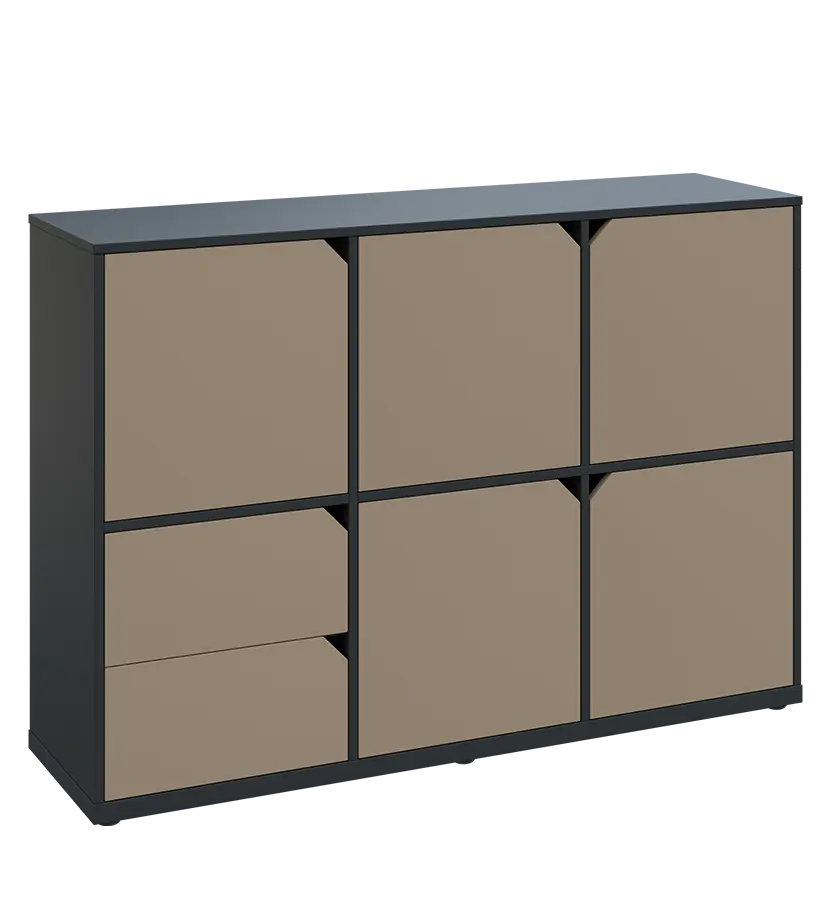 KU3-15DZ2 P skříňka 5-dvéřová, zásuvky, 1054x1522x400 mm, provedení pravé, antracit/latte