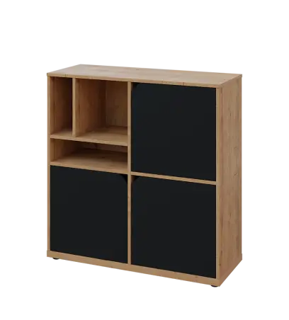 KU3-10DN3 L skříňka 3-dvéřová, niky, 1054x1022x400 mm, provedení levé, dub lite/černá