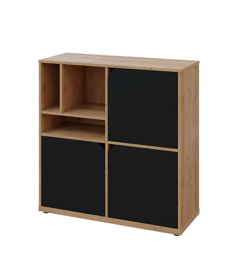 KU3-10DN3 L skříňka 3-dvéřová, niky, 1054x1022x400 mm, provedení levé, dub lite/černá