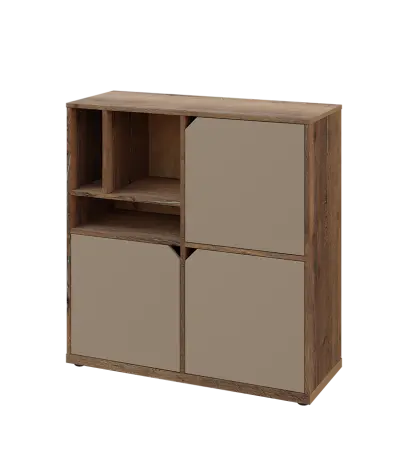 KU3-10DN3 L skříňka 3-dvéřová, niky, 1054x1022x400 mm, provedení levé, dub halifax cínový/latte