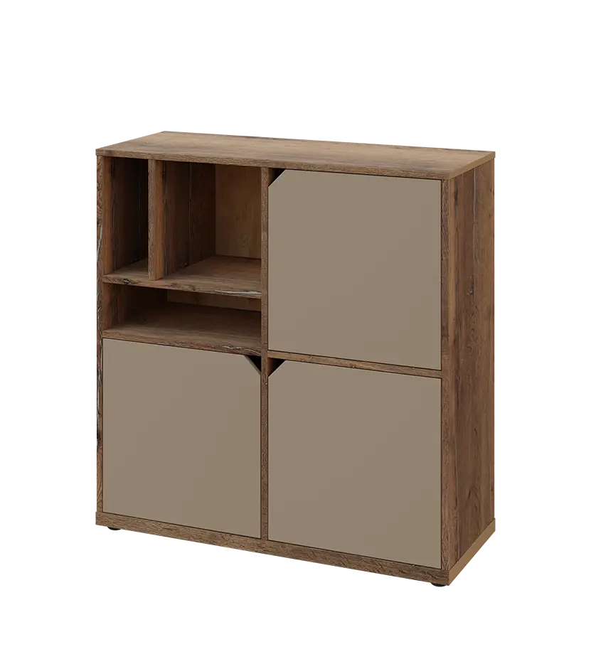 KU3-10DN3 L skříňka 3-dvéřová, niky, 1054x1022x400 mm, provedení levé, dub halifax cínový/latte