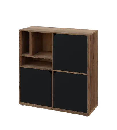 KU3-10DN3 L skříňka 3-dvéřová, niky, 1054x1022x400 mm, provedení levé, dub halifax cínový/černá