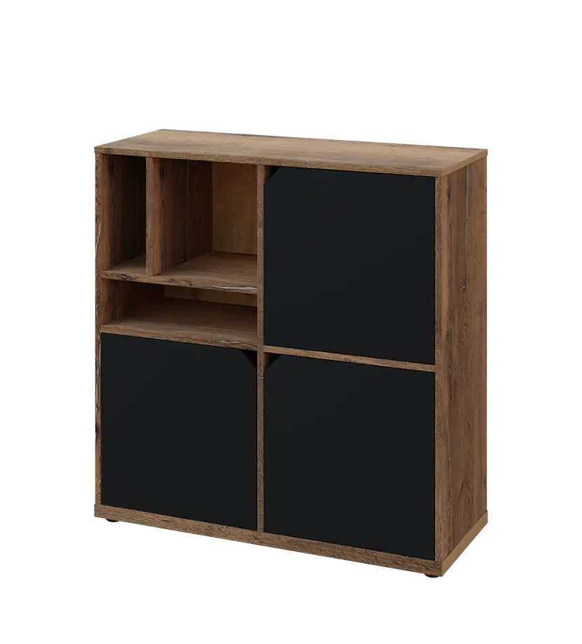 KU3-10DN3 L skříňka 3-dvéřová, niky, 1054x1022x400 mm, provedení levé, dub halifax cínový/černá