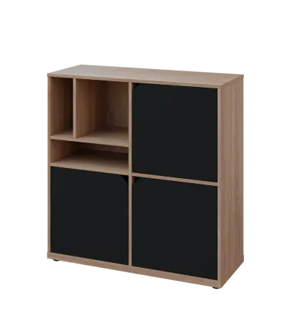 KU3-10DN3 L skříňka 3-dvéřová, niky, 1054x1022x400 mm, provedení levé, dub bardolino/černá