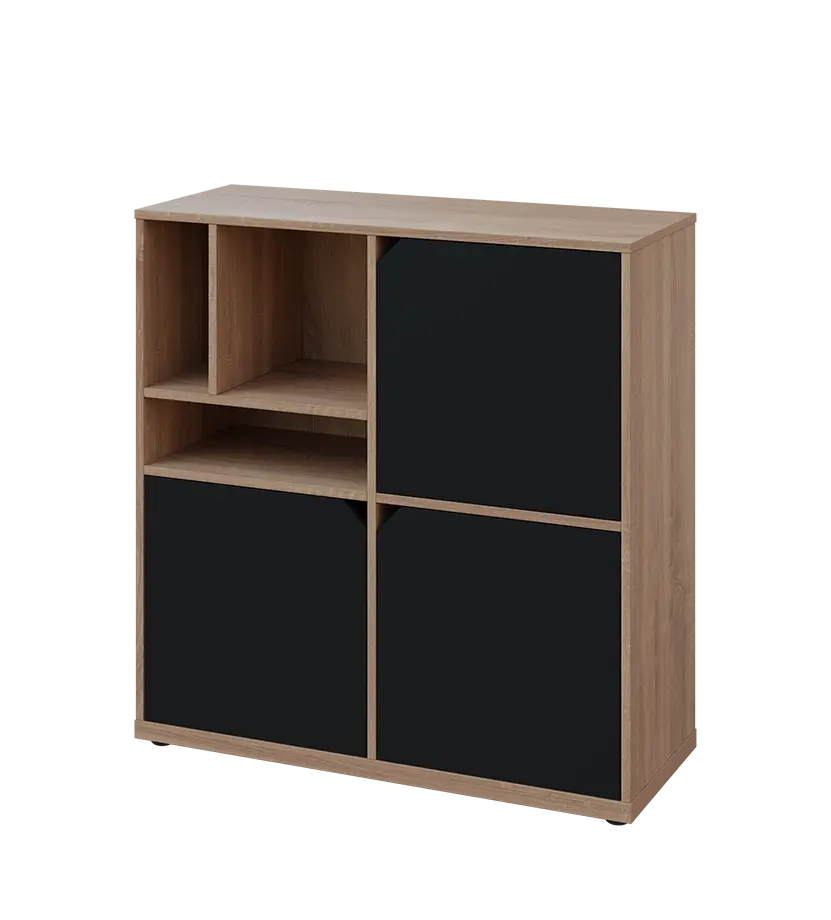 KU3-10DN3 L skříňka 3-dvéřová, niky, 1054x1022x400 mm, provedení levé, dub bardolino/černá