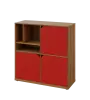 KU3-10DN3 L skříňka 3-dvéřová, niky, 1054x1022x400 mm, provedení levé, ořech světlý/červená