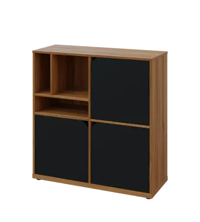 KU3-10DN3 L skříňka 3-dvéřová, niky, 1054x1022x400 mm, provedení levé, ořech světlý/černá