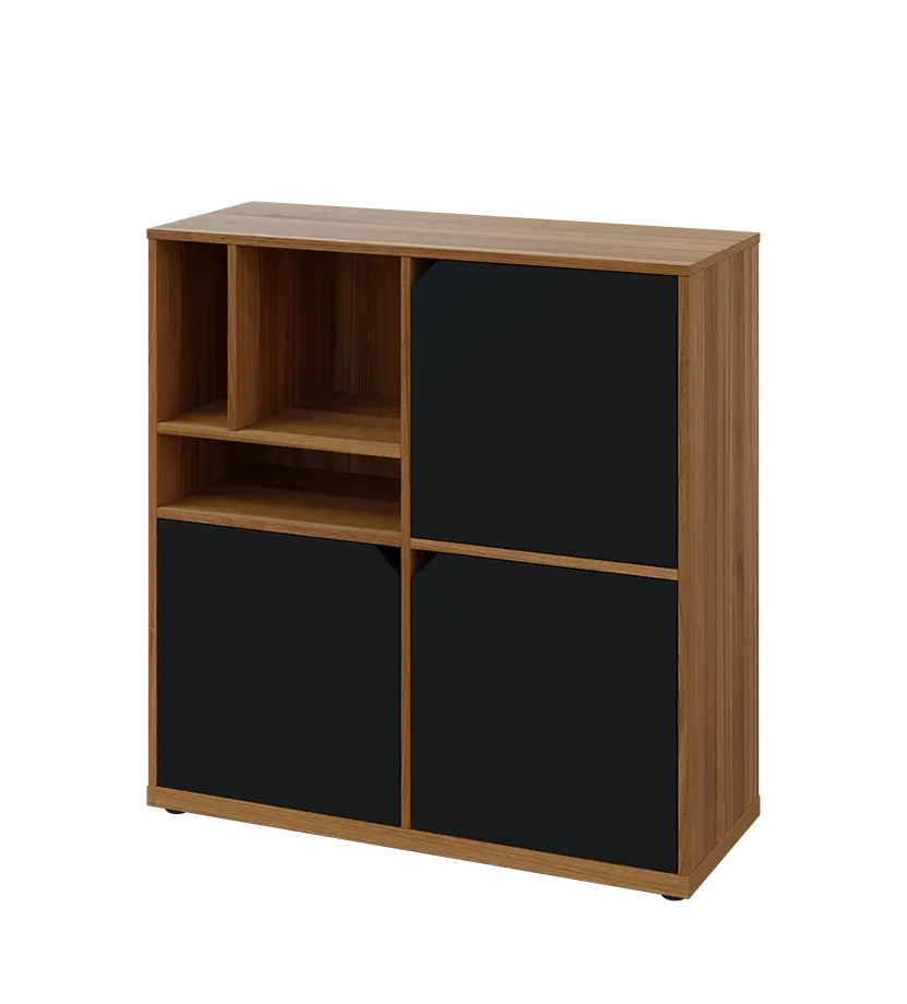 KU3-10DN3 L skříňka 3-dvéřová, niky, 1054x1022x400 mm, provedení levé, ořech světlý/černá