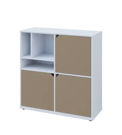 KU3-10DN3 L skříňka 3-dvéřová, niky, 1054x1022x400 mm, provedení levé, bílá sněžná/latte