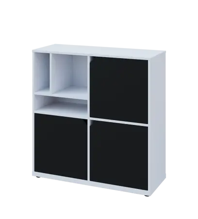 KU3-10DN3 L skříňka 3-dvéřová, niky, 1054x1022x400 mm, provedení levé, bílá sněžná/černá